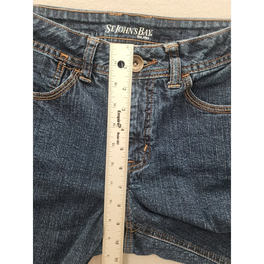 St Johns Bay Womens Size 4 Dark Wash Denim‎ Bermuda Shorts Stretch Jean Shorts